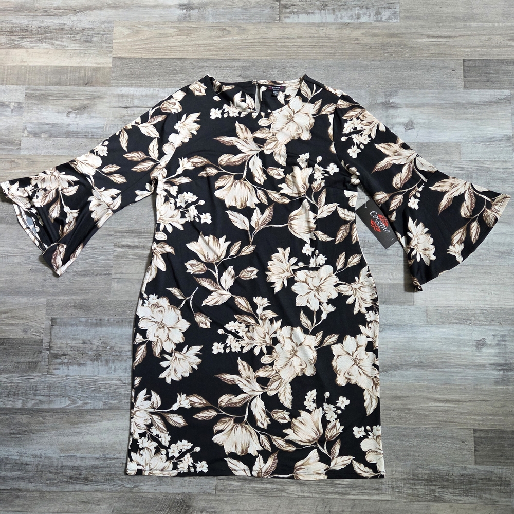 Cocomo Black and Cream Bell Sleeve Dress